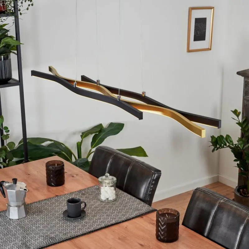 Lampes Dorées-hofstein Suspension Serlande Or, Noir, 1 lumière