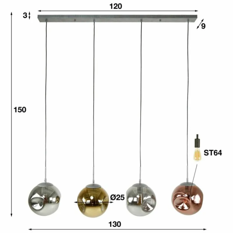 hofstein Suspension Stellar Anthracite, 4 lumières