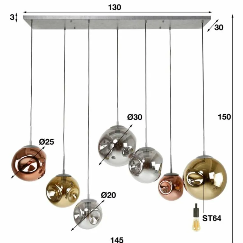 hofstein Suspension Stellar Anthracite, 7 lumières