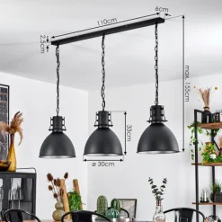 Lampes Industrielles-hofstein Suspension Tallaa Noir, 3 lumières