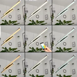 hofstein Suspension Tamizat LED Nickel mat, 2 lumières, Changeur de couleurs