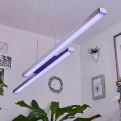 hofstein Suspension Tamizat LED Nickel mat, 2 lumières, Changeur de couleurs