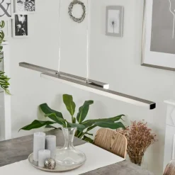 hofstein Suspension Tamizat LED Nickel mat, 2 lumières, Changeur de couleurs