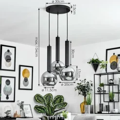 hofstein Suspension Trezeste Noir, 3 lumières