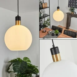 hofstein Suspension Tuvalu Laiton, Noir, 1 lumière