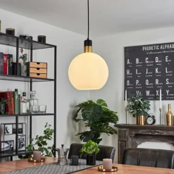 hofstein Suspension Tuvalu Laiton, Noir, 1 lumière