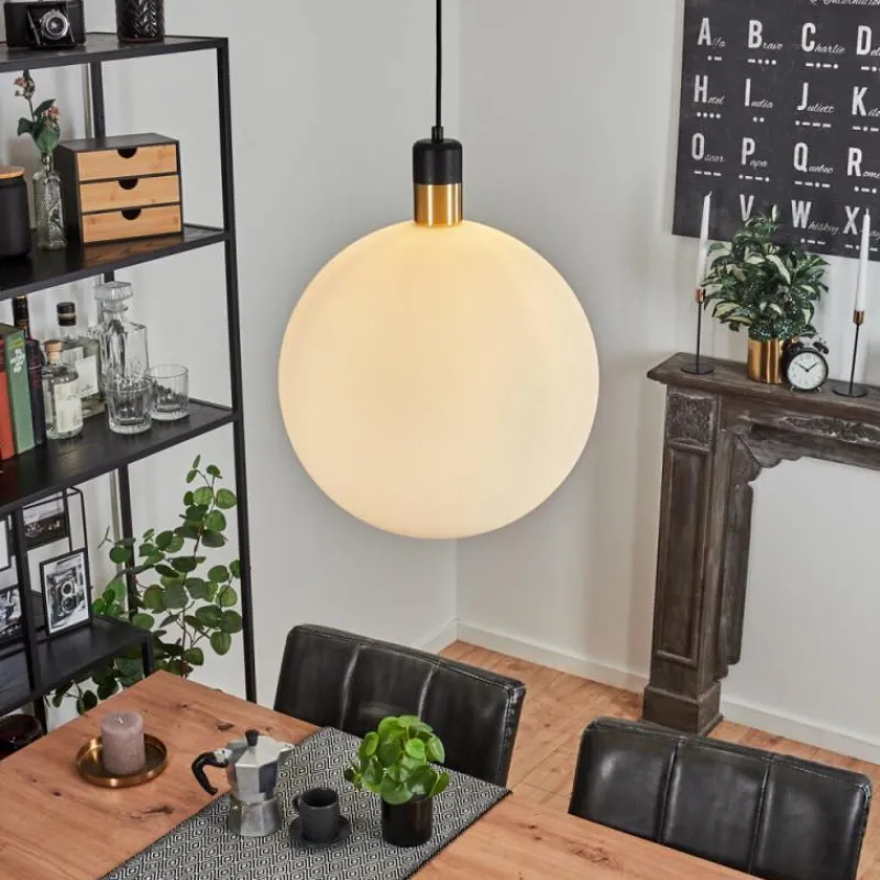 hofstein Suspension Tuvalu Laiton, Noir, 1 lumière