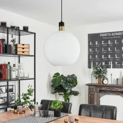 hofstein Suspension Tuvalu Laiton, Noir, 1 lumière