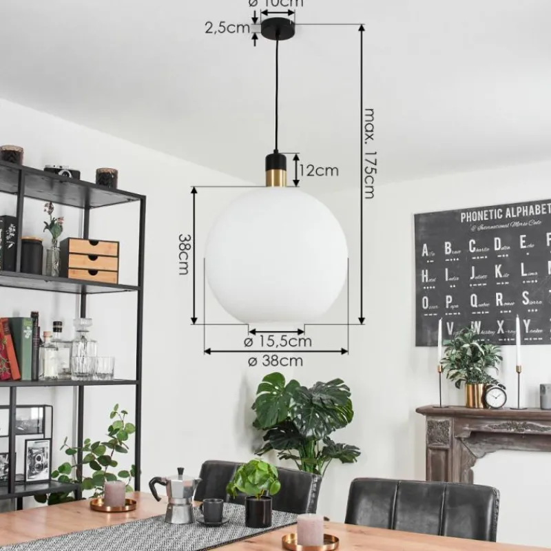 hofstein Suspension Tuvalu Laiton, Noir, 1 lumière