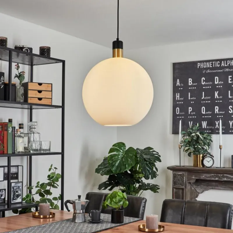 hofstein Suspension Tuvalu Laiton, Noir, 1 lumière