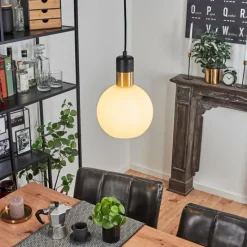 hofstein Suspension Tuvalu Laiton, Noir, 1 lumière