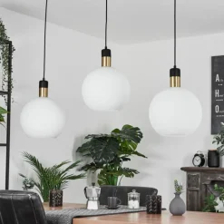 hofstein Suspension Tuvalu Laiton, Noir, 3 lumières