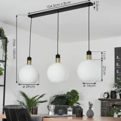 hofstein Suspension Tuvalu Laiton, Noir, 3 lumières