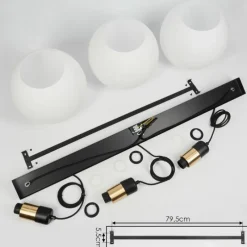 hofstein Suspension Tuvalu Laiton, Noir, 3 lumières