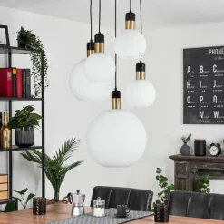 hofstein Suspension Tuvalu Laiton, Noir, 5 lumières