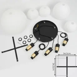 hofstein Suspension Tuvalu Laiton, Noir, 5 lumières