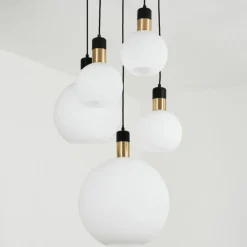 hofstein Suspension Tuvalu Laiton, Noir, 5 lumières