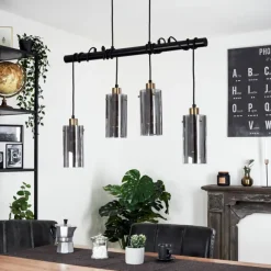 Suspension Verre Fumé-hofstein Suspension Vaurois Laiton, Noir, 4 lumières