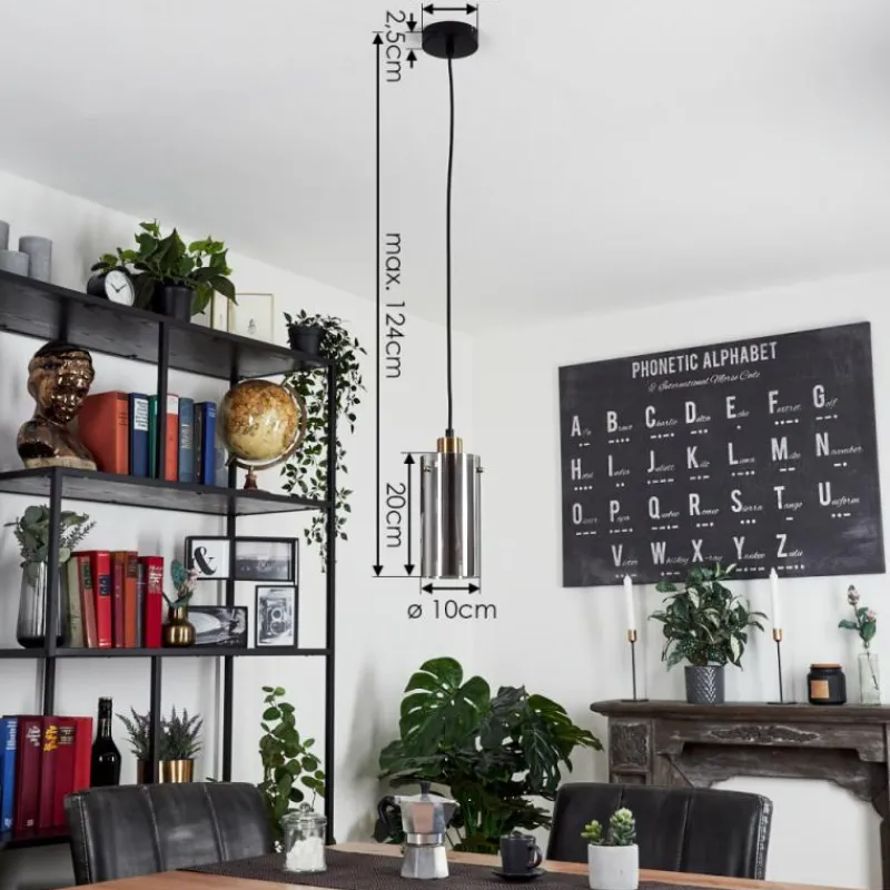 Suspension Verre Fumé-hofstein Suspension Vaurois Laiton, Noir, 1 lumière