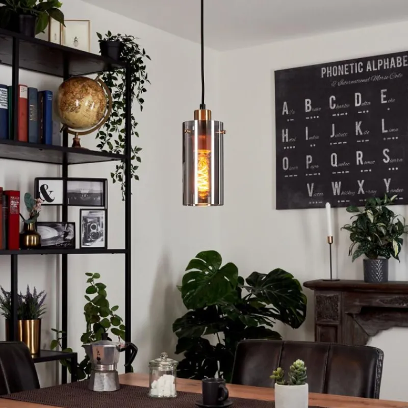 Suspension Verre Fumé-hofstein Suspension Vaurois Laiton, Noir, 1 lumière