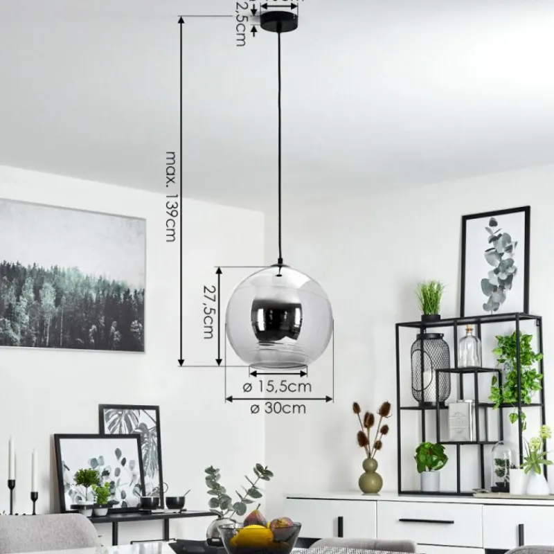 Suspension Verre Fumé-hofstein Suspension Veikkaala Noir, 1 lumière