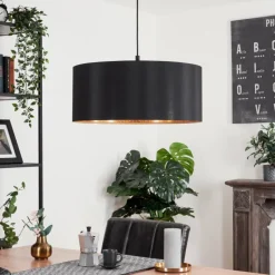 Lampes En Tissu-hofstein Suspension Venthon Noir, 1 lumière