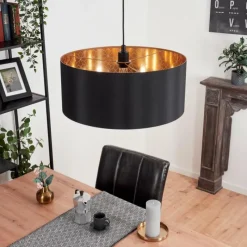 Lampes En Tissu-hofstein Suspension Venthon Noir, 1 lumière