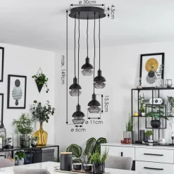 Suspension Verre Fumé-hofstein Suspension Ventosa Fumé, Noir, 5 lumières