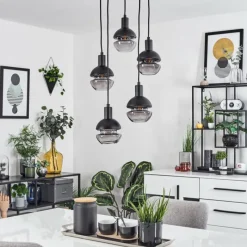 Suspension Verre Fumé-hofstein Suspension Ventosa Fumé, Noir, 5 lumières