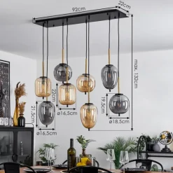 Suspension Verre Fumé-hofstein Suspension Verbania Laiton, Noir, 8 lumières