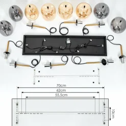 Suspension Verre Fumé-hofstein Suspension Verbania Laiton, Noir, 8 lumières
