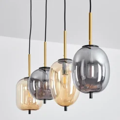 Suspension Verre Fumé-hofstein Suspension Verbania Laiton, Noir, 4 lumières