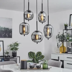 Suspension Verre Fumé-hofstein Suspension Verbania Noir, 5 lumières