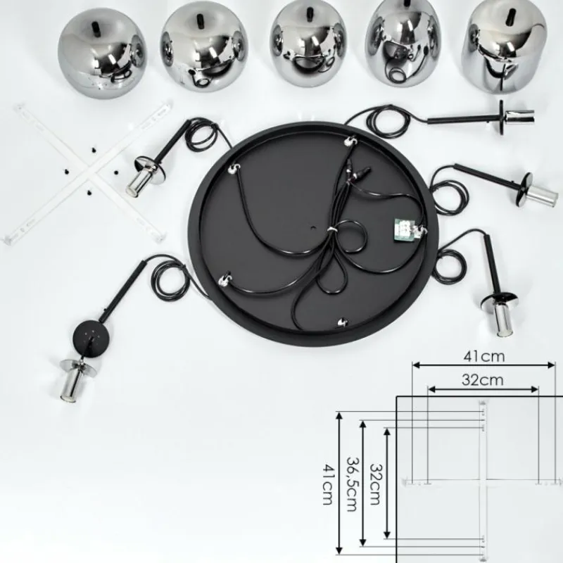 Suspension Verre Fumé-hofstein Suspension Verbania Noir, 5 lumières