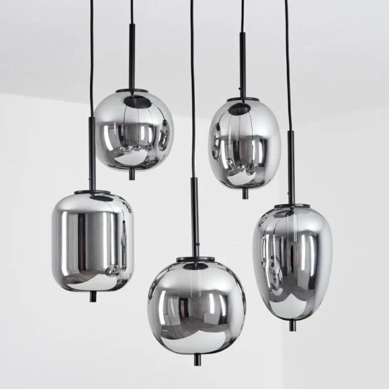 Suspension Verre Fumé-hofstein Suspension Verbania Noir, 5 lumières