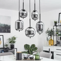 Suspension Verre Fumé-hofstein Suspension Verbania Noir, 5 lumières