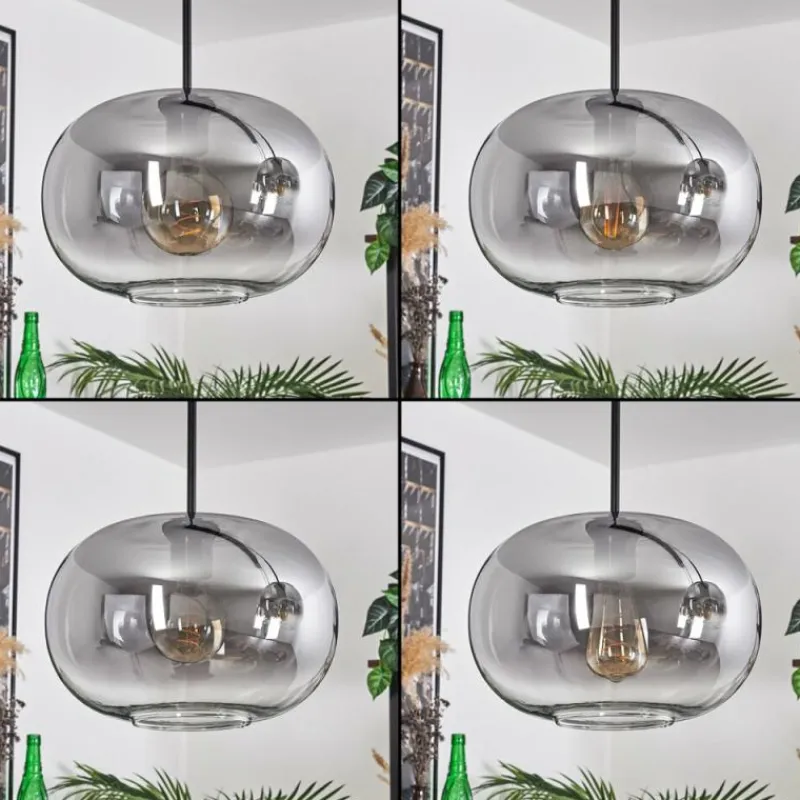 hofstein Suspension - Verre 30 cm Apedo Clair, Fumé, 4 lumières