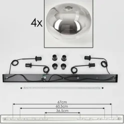 hofstein Suspension - Verre 30 cm Apedo Clair, Fumé, 4 lumières
