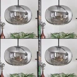 hofstein Suspension - Verre 30 cm Apedo Fumé, 4 lumières