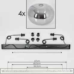 hofstein Suspension - Verre 30 cm Apedo Fumé, 4 lumières