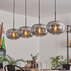 hofstein Suspension - Verre 30 cm Apedo Fumé, 4 lumières