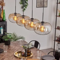 hofstein Suspension - Verre 30 cm Apedo Ambre, Clair, 4 lumières