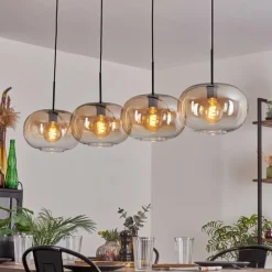 hofstein Suspension - Verre 30 cm Apedo Ambre, Clair, 4 lumières