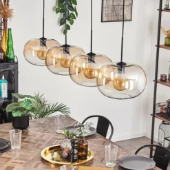 hofstein Suspension - Verre 30 cm Apedo Ambre, Clair, 4 lumières