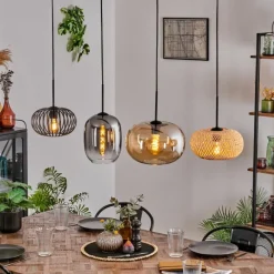 hofstein Suspension - Verre 25 cm, 20cm Ripoll Ambre, Clair, Écru, Fumé, Noir, 4 lumières