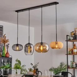 hofstein Suspension - Verre 25 cm, 20cm Ripoll Ambre, Clair, Écru, Fumé, Noir, 4 lumières