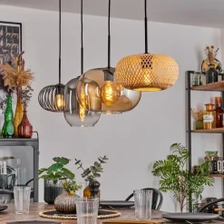 hofstein Suspension - Verre 25 cm, 20cm Ripoll Ambre, Clair, Écru, Fumé, Noir, 4 lumières