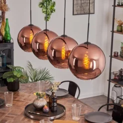 hofstein Suspension - Verre 30 cm Koyoto Cuivré, 4 lumières