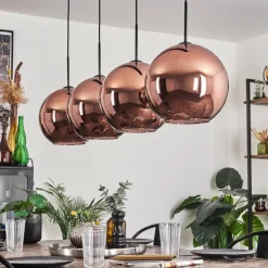 hofstein Suspension - Verre 30 cm Koyoto Cuivré, 4 lumières