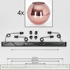 hofstein Suspension - Verre 30 cm Koyoto Cuivré, 4 lumières
